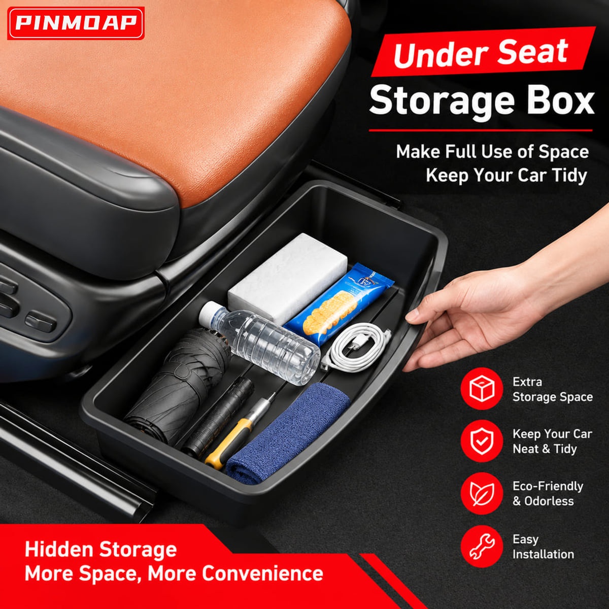Car Cable Organizer - PINMOAP, Nampan Penyimpanan di Bawah Jok