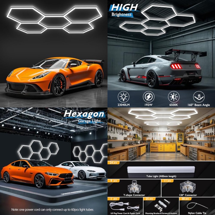 Car Led Light - Lampu Garasi Heksagonal, Lampu LED Sarang