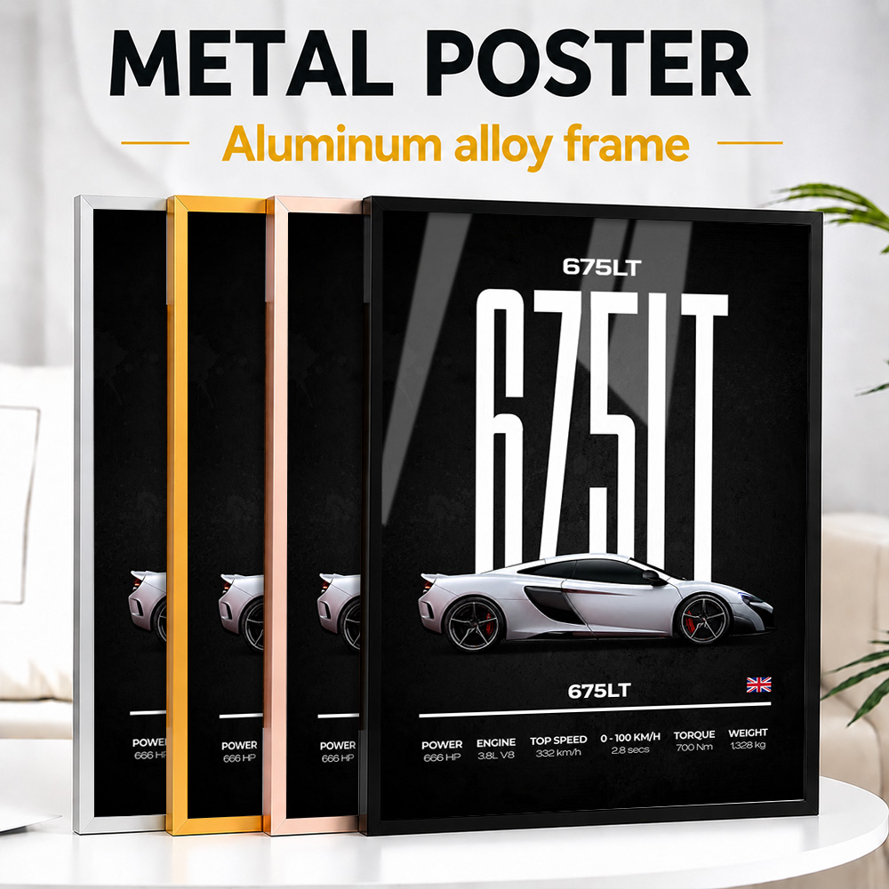 Car Mirror - Poster Logam Aluminium Berbingkai Mobil 675LT